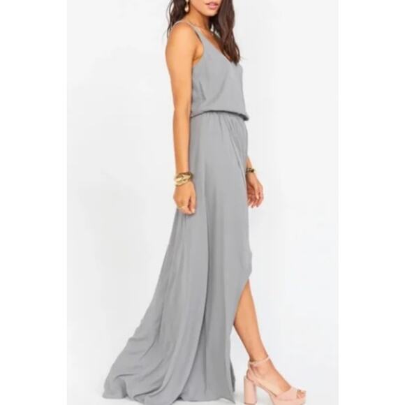 NWT Show Me Your Mumu Kendall Maxi Dress in Soft Charcoal Crisp - Picture 6 of 7